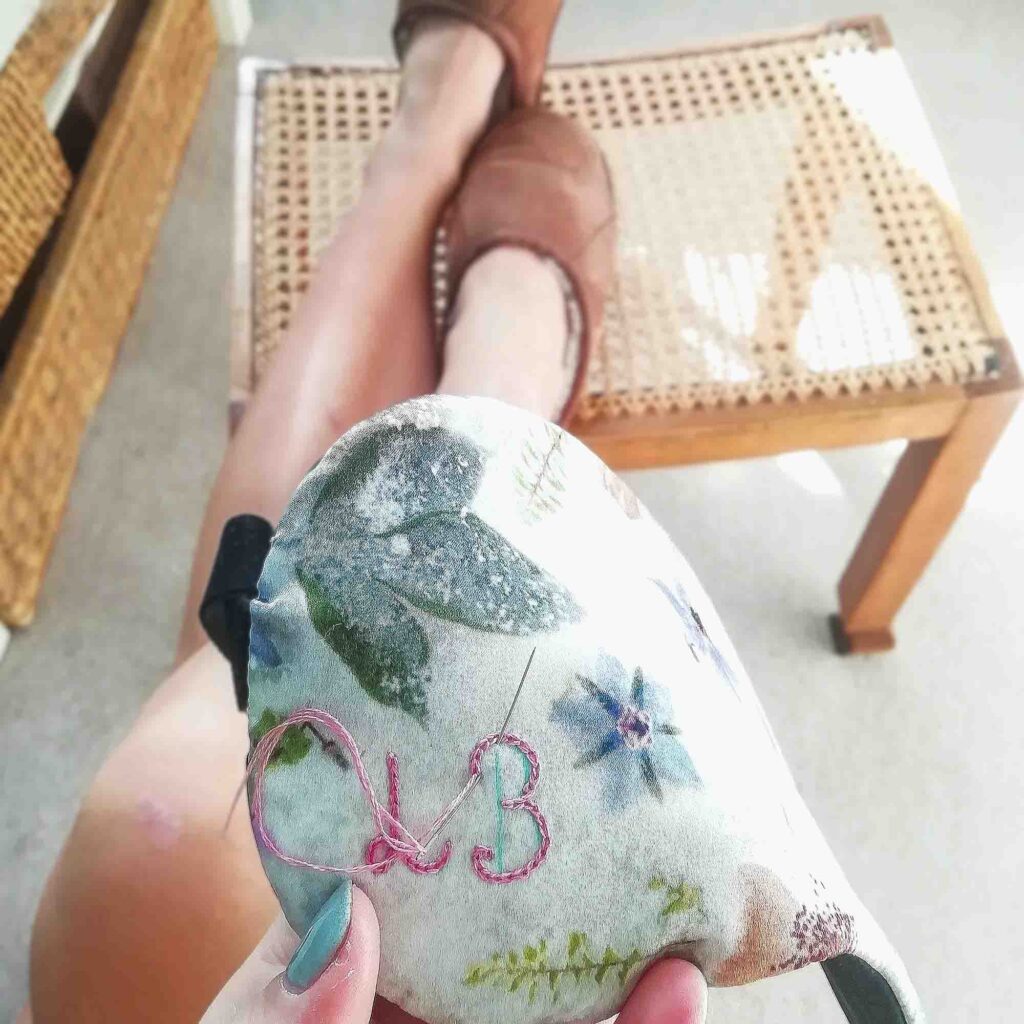 Personalised hand embroidered eye mask StephieAnn