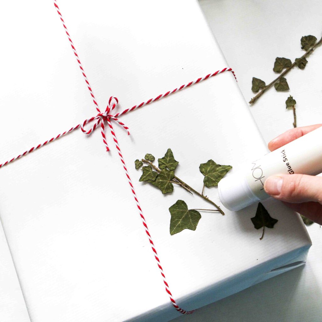 Eco-friendly-pressed-ivy-leaf-gift-wrap-StephieAnn-Design