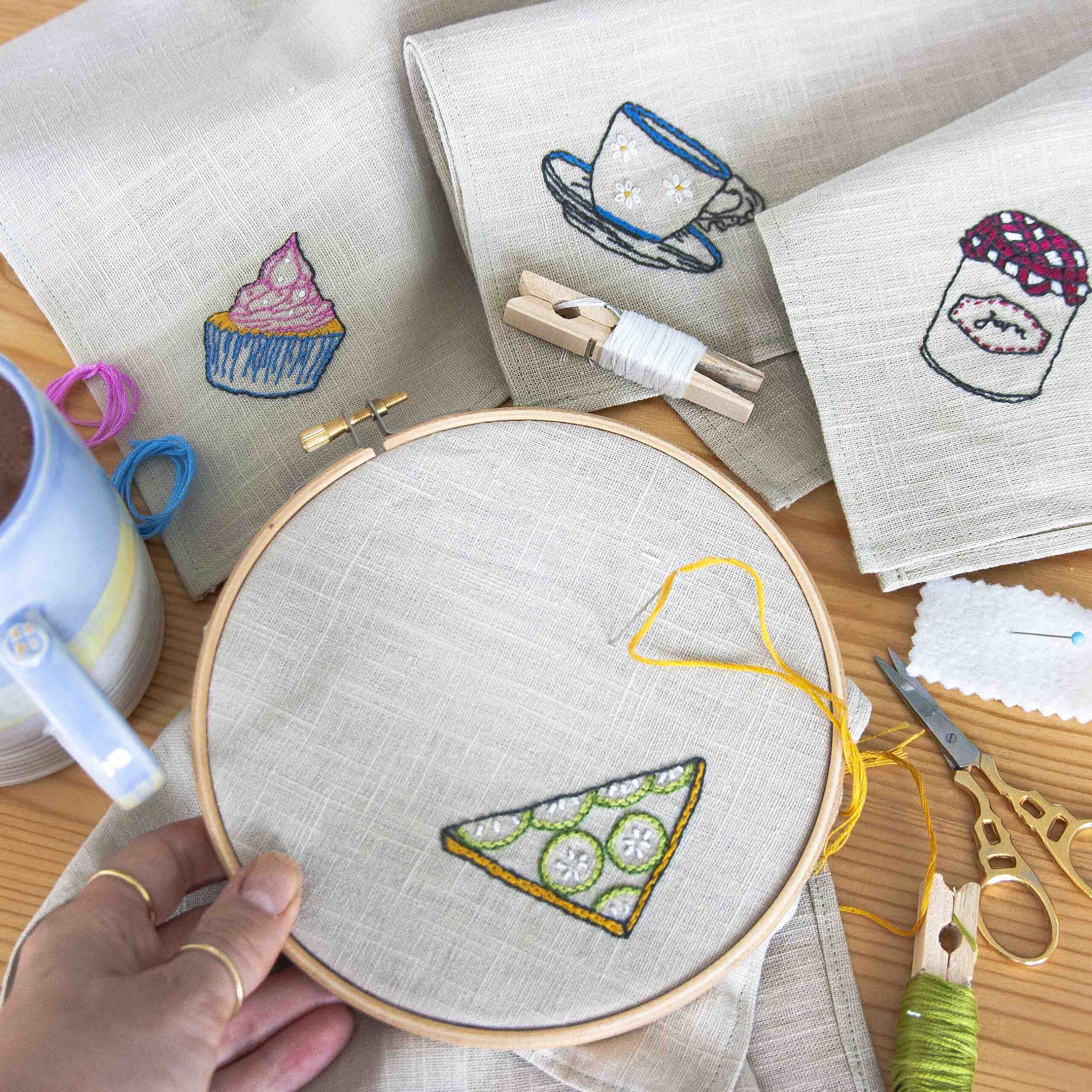 Afternoon Tea Linen Napkin Embroidery Kit - Image 1