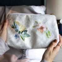 Personalised Elderflower Velvet Makeup Bag - Thumbnail Image 1