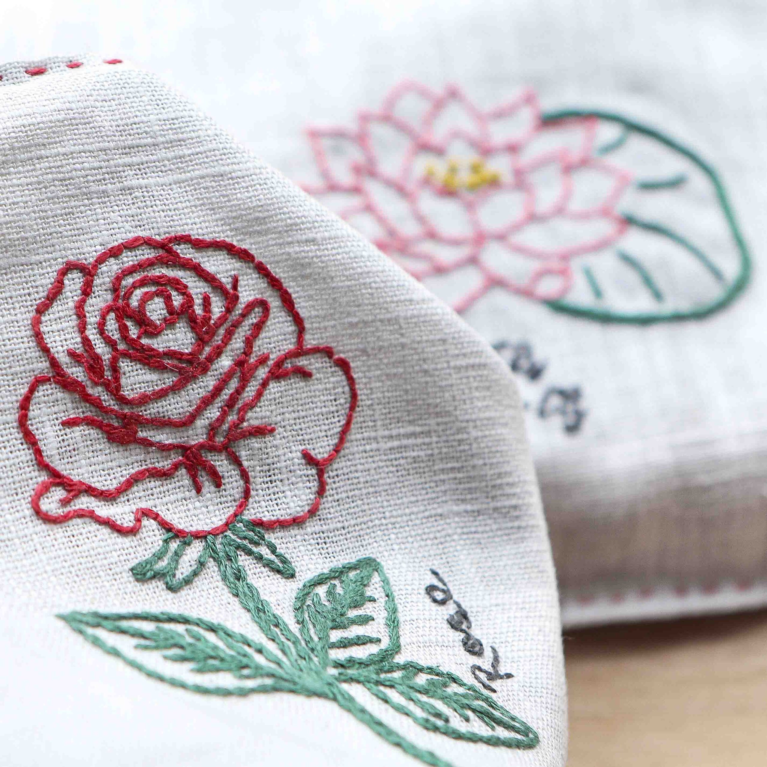 Birth Flower Embroider Your Own Napkins Kit - Image 3