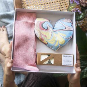 Marbled Wheat bag, Tealights and Bed Socks Gift Set