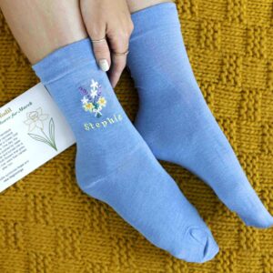 Birth Flower Personalised Bamboo Socks