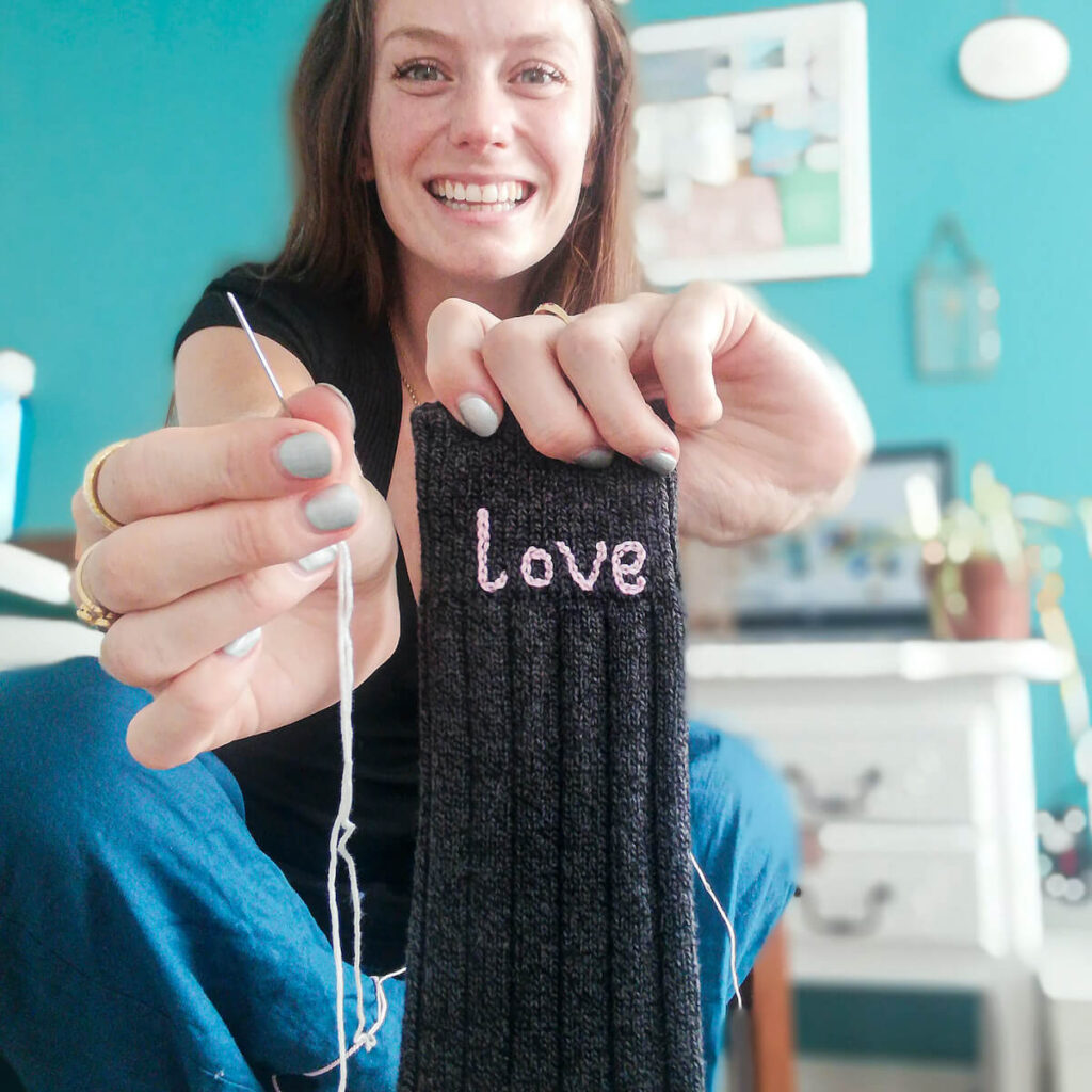 Love Sock embroidery