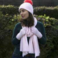 Pink cashmere Hat Scarf Gloves Set StephieAnn Pink cashmere Hat Scarf Gloves Set StephieAnn