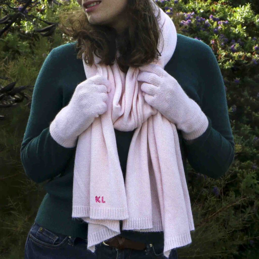 PInk Scarf Gloves Set StephieAnn Personalised