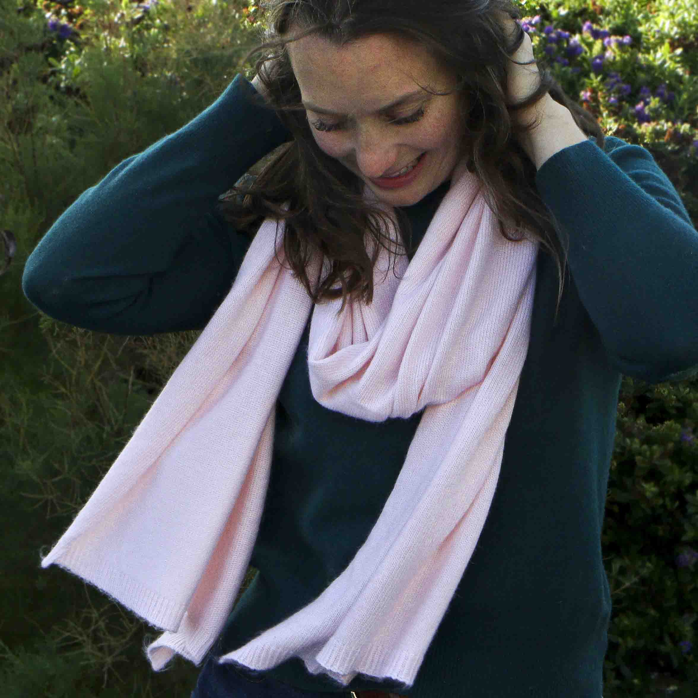Pink Long Cashmere Scarf StephieAnn