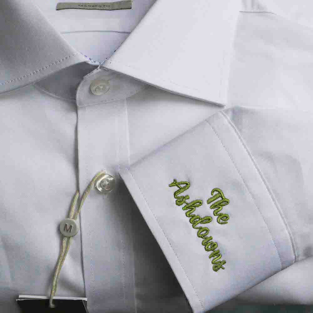 StephieAnn Brighton Embroidery Service Wedding. Groom Shirt Embroidery