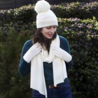 Cream Hat Scarf Gloves Set 2024 STephieAnn