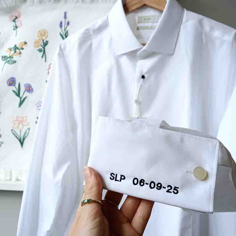 Groom shirt custom embroidery Hove StephieAnn