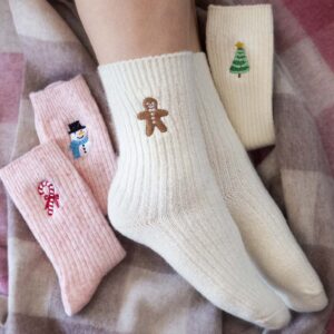 Gingerbread men Christmas festive bed socks gift