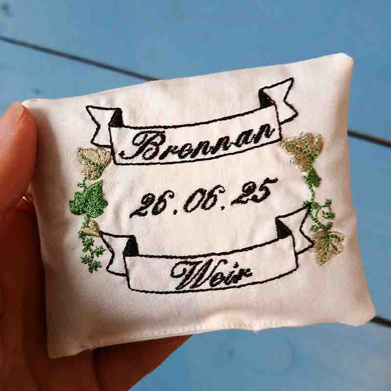 Personalised Embroidery Wedding Ring Pillow StephieAnn Brighton