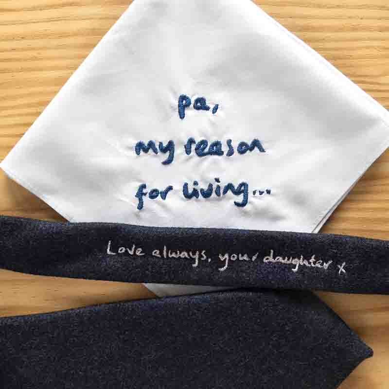 Tie and hankerchief wedding embroidery StephieAnn
