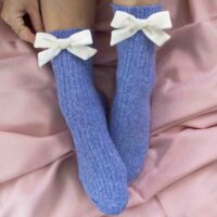 Blue socks with white bows Blue socks with white bows