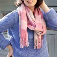 Check pink wool Scarf StephieAnn